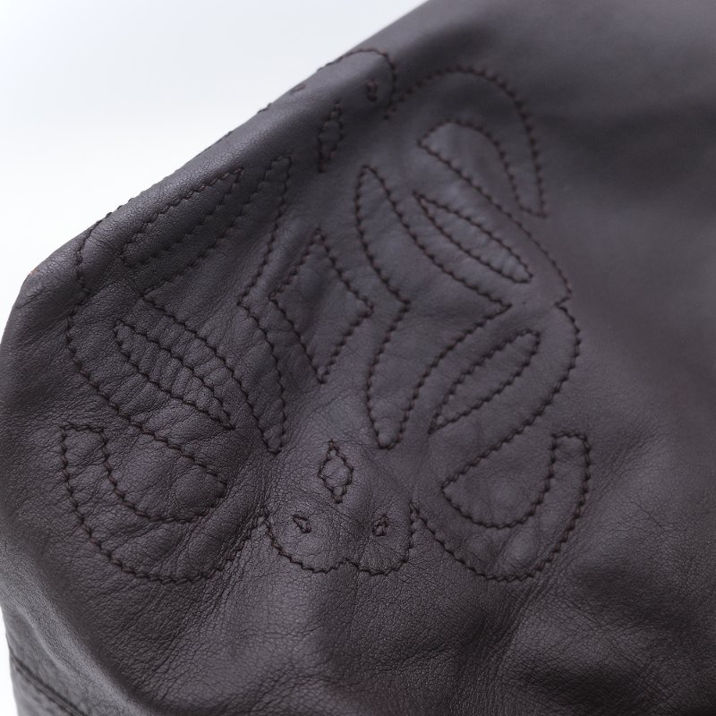 Loewe 羅威 Flamenco 打結手提 棕色刺繡羊皮  肩背包 流浪包-14