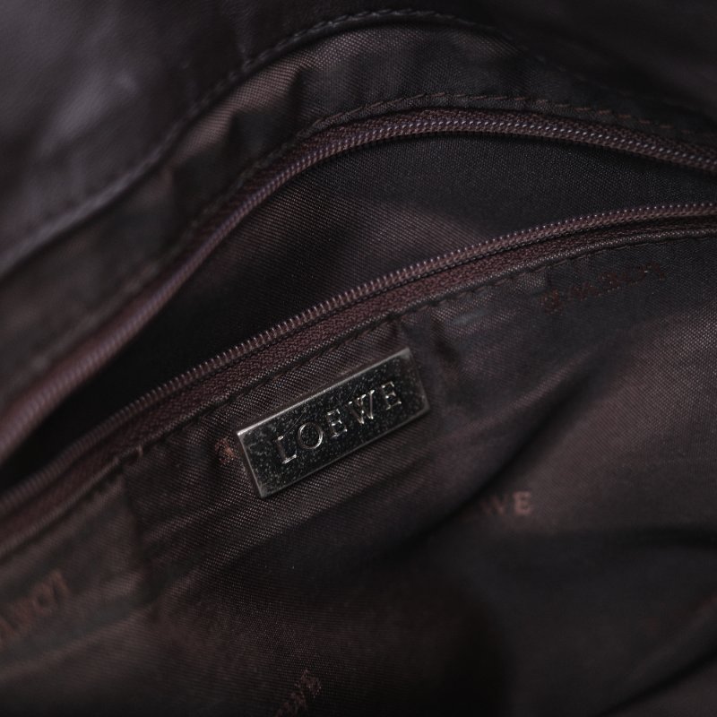 Loewe 羅威 Flamenco 打結手提 棕色刺繡羊皮  肩背包 流浪包-21