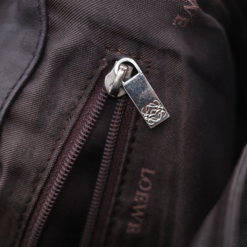 Loewe 羅威 Flamenco 打結手提 棕色刺繡羊皮  肩背包 流浪包-22