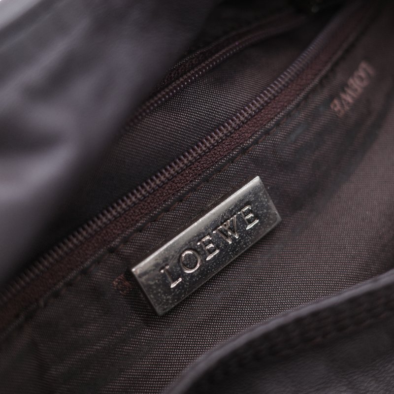 Loewe 羅威 Flamenco 打結手提 棕色刺繡羊皮  肩背包 流浪包-24