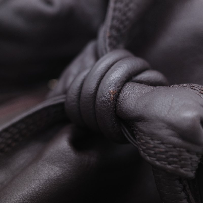 Loewe 羅威 Flamenco 打結手提 棕色刺繡羊皮  肩背包 流浪包-25