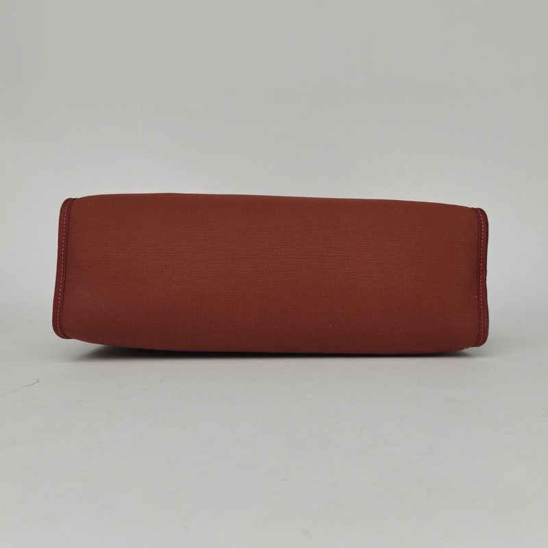 HERMES Herbag31愛馬仕紅帆布/Hunter牛皮C刻銀扣肩背包-3