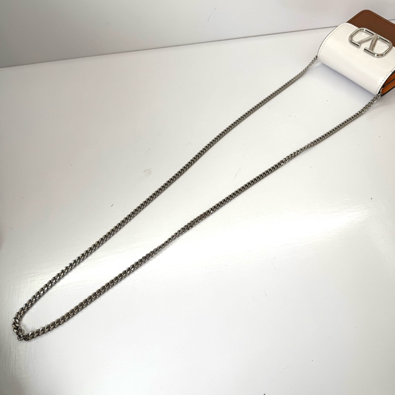 VALENTINO 范倫鐵諾 撞色牛皮斜背迷你鏈條包-5