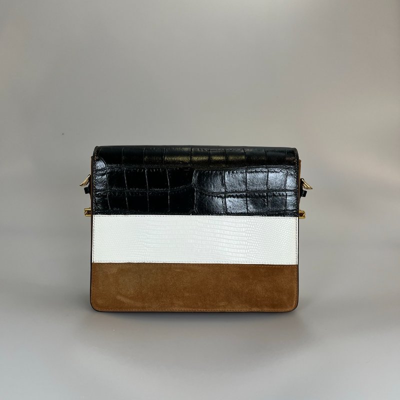 BURBERRY 拚色麂皮肩背包-1