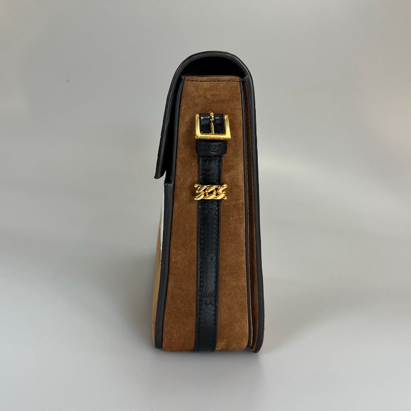 BURBERRY 拚色麂皮肩背包-2