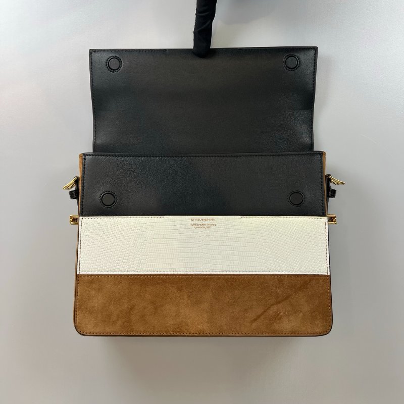 BURBERRY 拚色麂皮肩背包-5