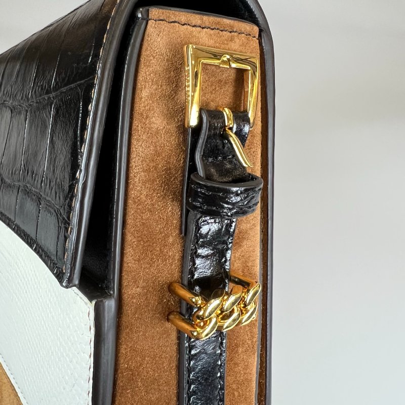 BURBERRY 拚色麂皮肩背包-7