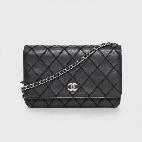 CHANEL CFWOC19cm黑色牛皮19開銀扣肩背包