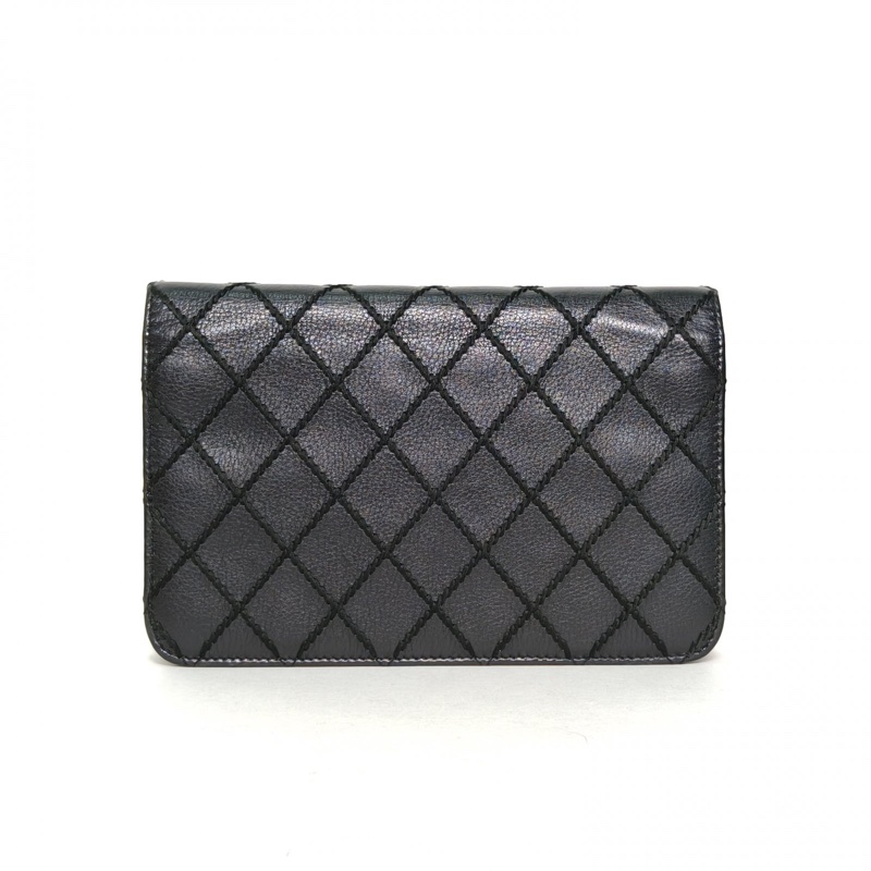 CHANEL CFWOC19cm黑色牛皮19開銀扣肩背包-2