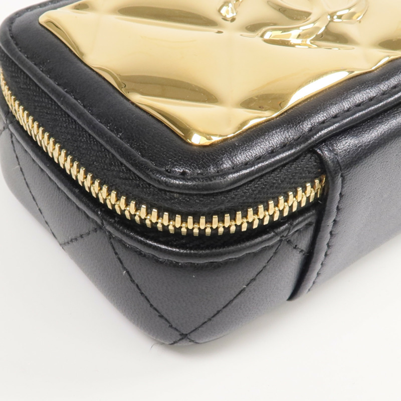 CHANEL 羊皮皮革Clutch with Chain金扣鏈帶肩背袋-6