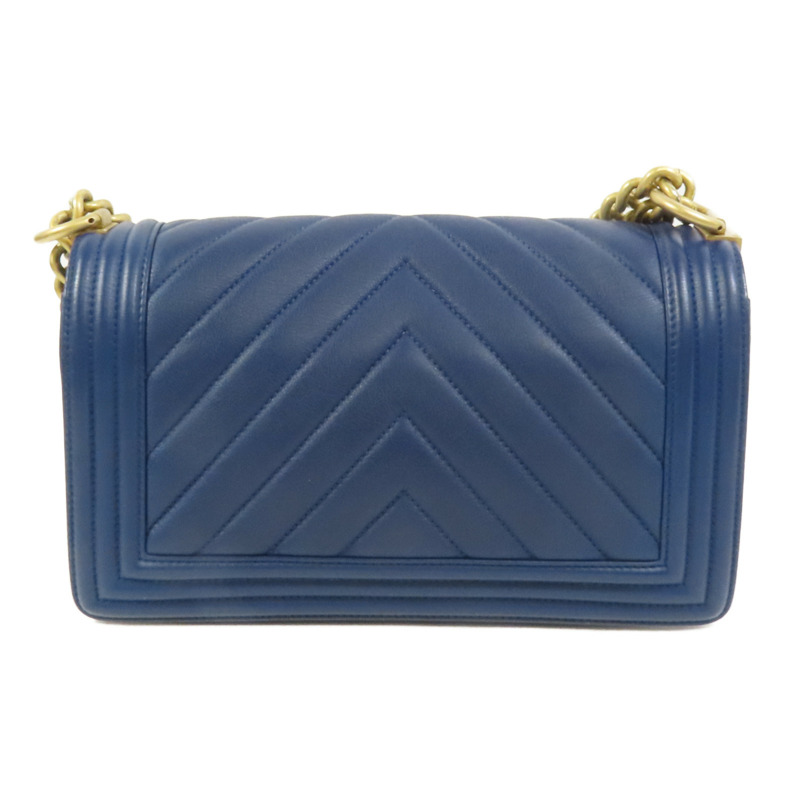 CHANEL 羊皮皮革Boy 20金扣鏈帶肩背袋-1