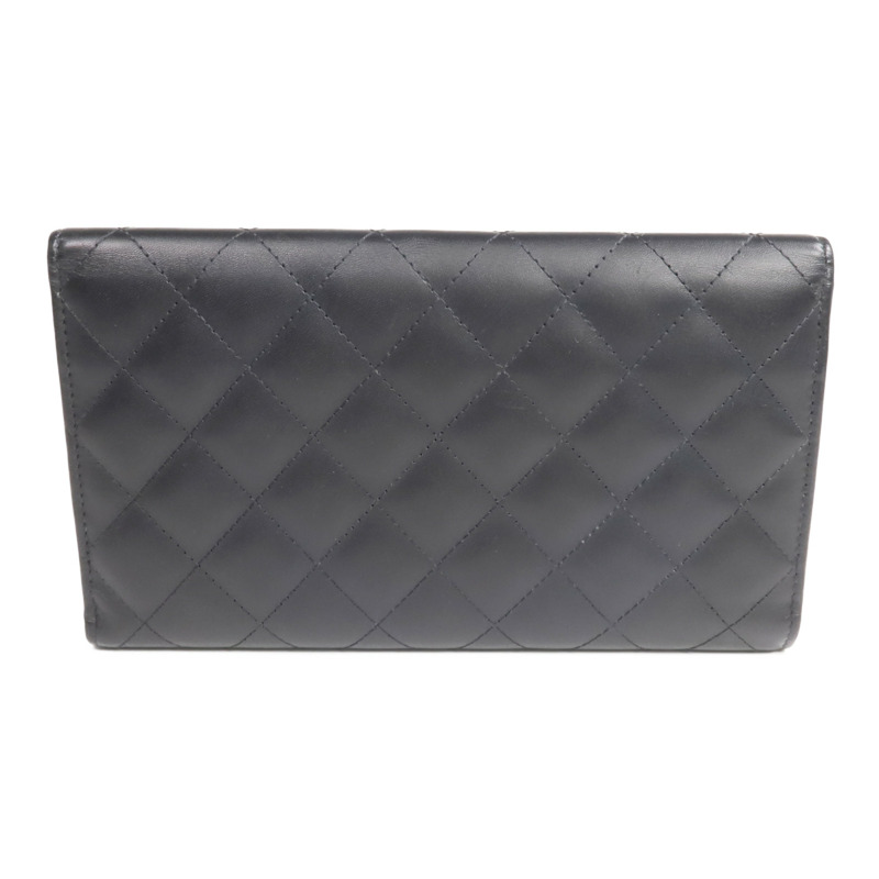 CHANEL 牛皮皮革Cambon Long Wallet銀扣長錢包-2