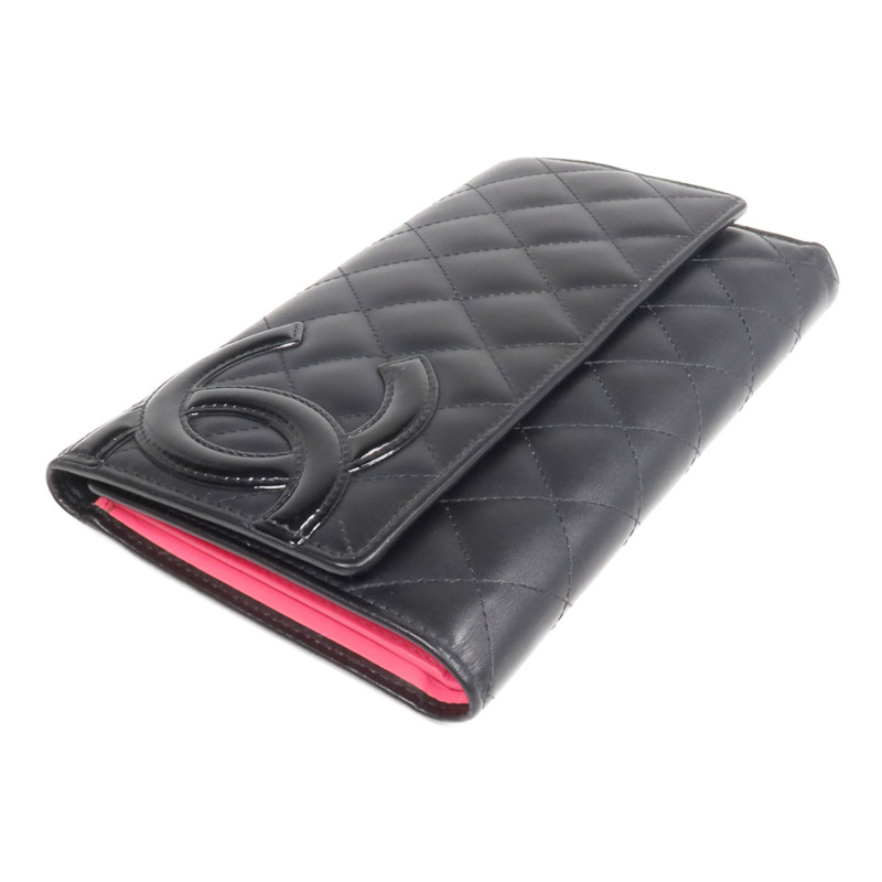 CHANEL 牛皮皮革Cambon Long Wallet銀扣長錢包-3