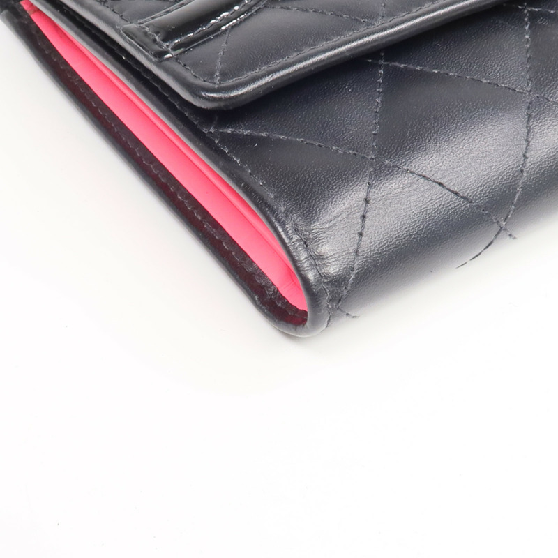 CHANEL 牛皮皮革Cambon Long Wallet銀扣長錢包-7