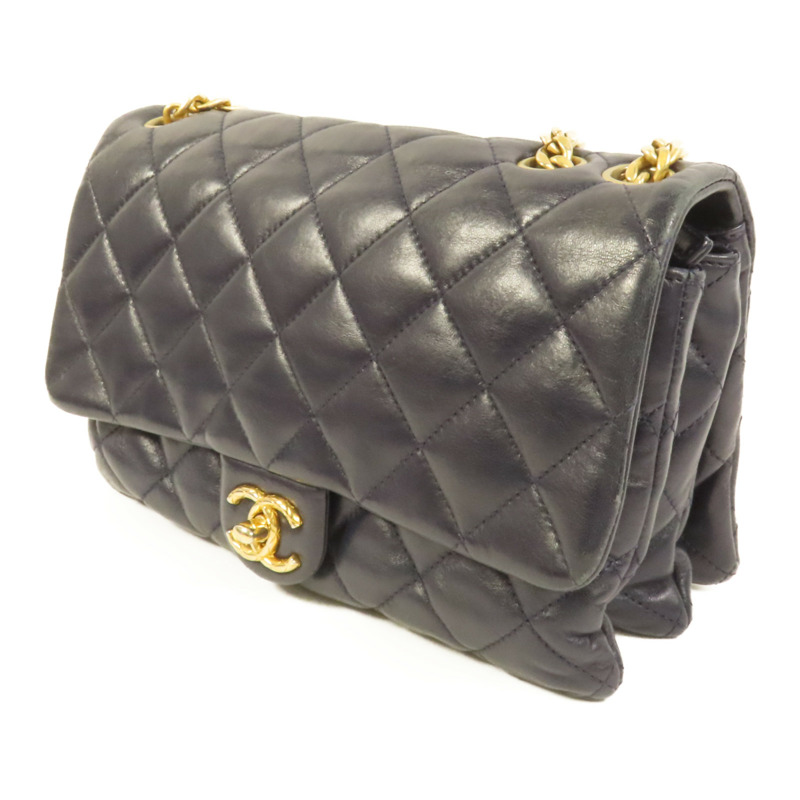 CHANEL 羊皮皮革Chain Shoulder金扣鏈帶肩背袋-1