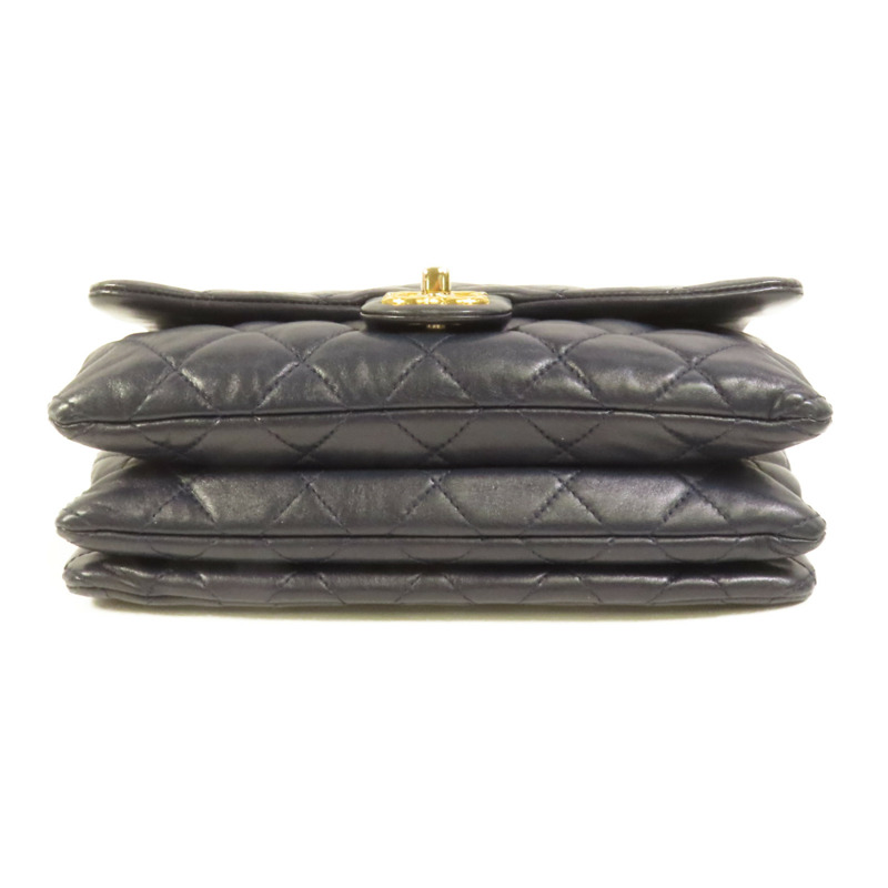 CHANEL 羊皮皮革Chain Shoulder金扣鏈帶肩背袋-3