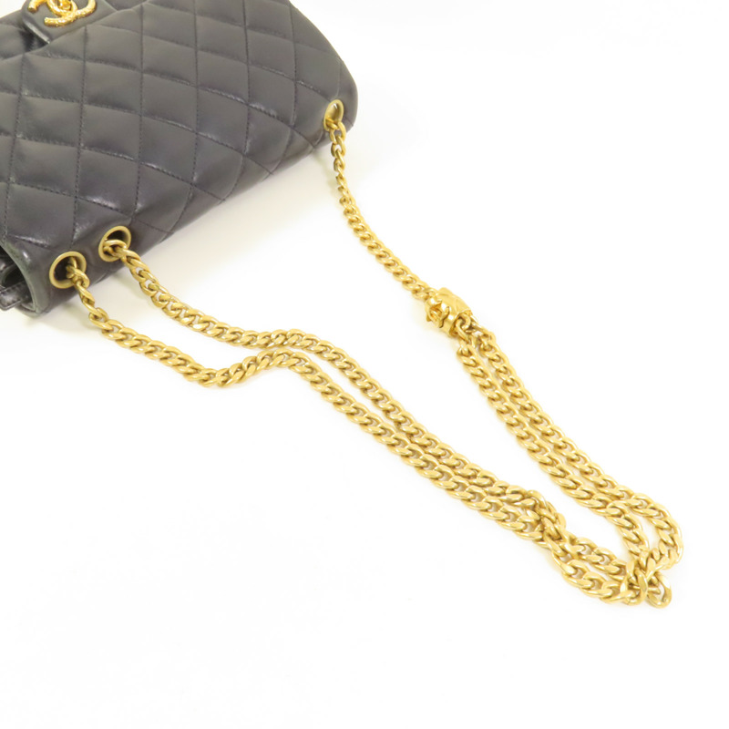 CHANEL 羊皮皮革Chain Shoulder金扣鏈帶肩背袋-5