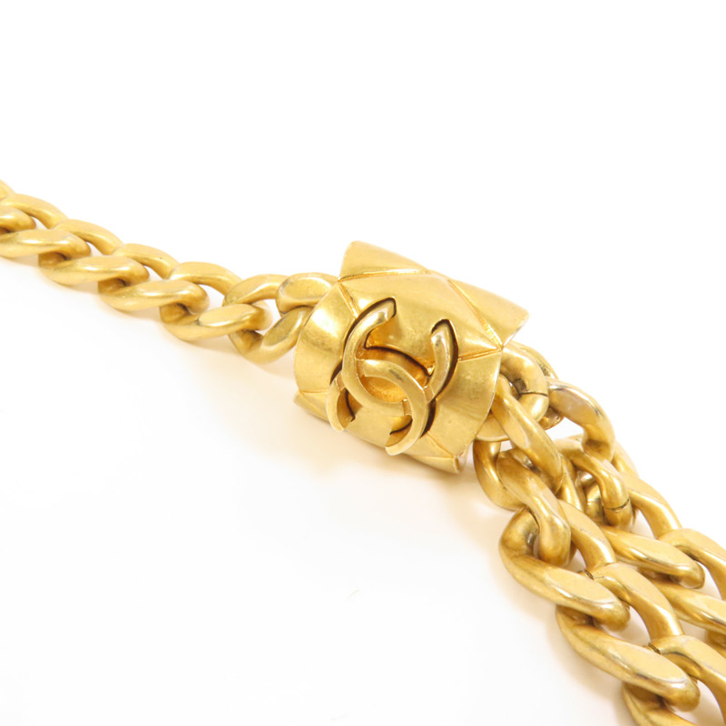 CHANEL 羊皮皮革Chain Shoulder金扣鏈帶肩背袋-6