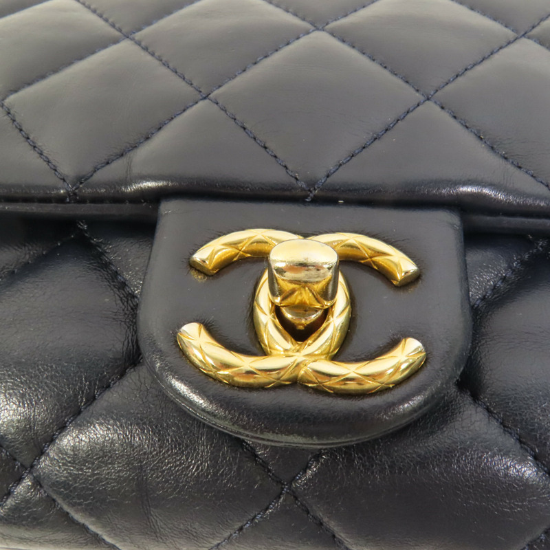 CHANEL 羊皮皮革Chain Shoulder金扣鏈帶肩背袋-7