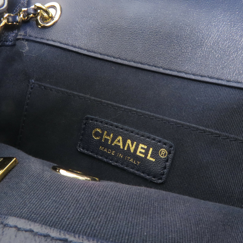 CHANEL 牛皮皮革Duma金扣鏈帶肩背袋背包-7