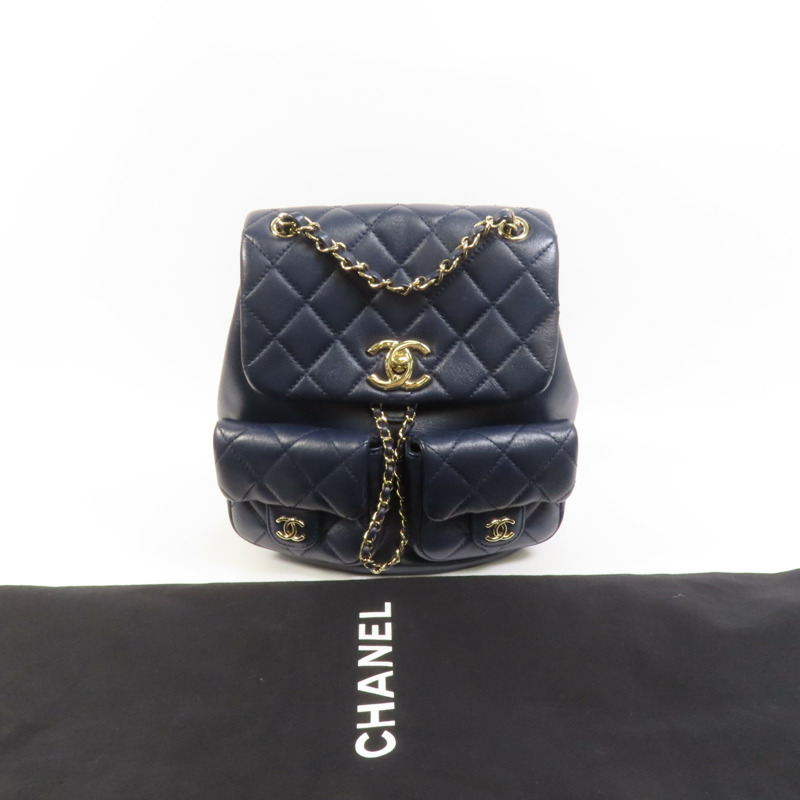 CHANEL 牛皮皮革Duma金扣鏈帶肩背袋背包-9