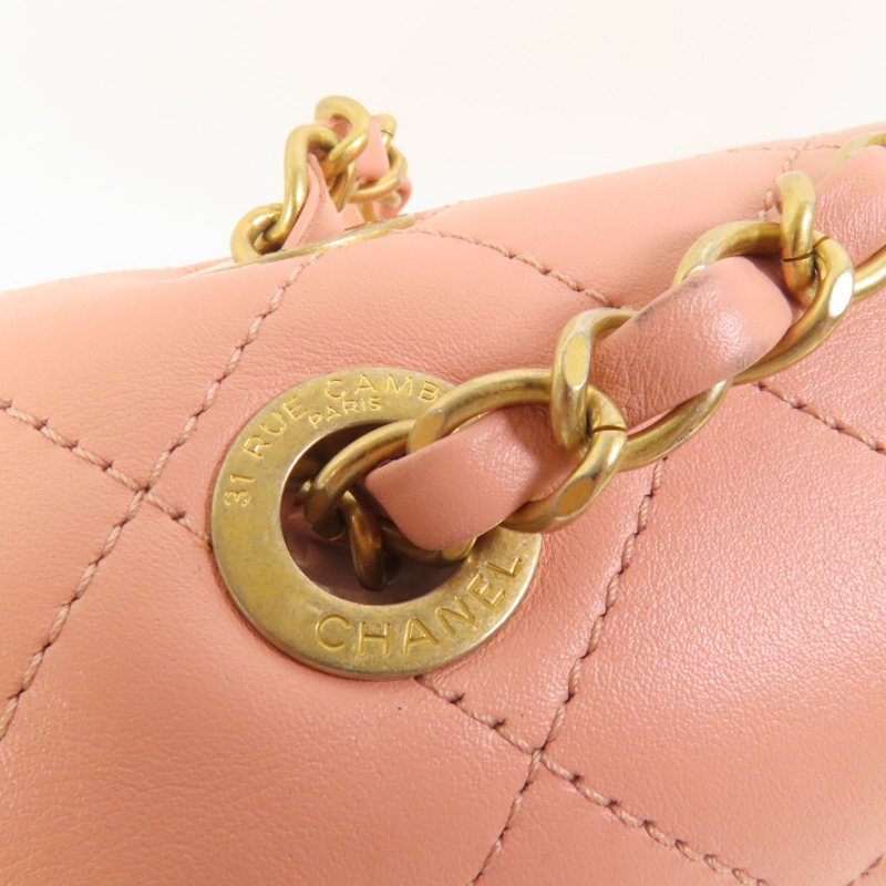 CHANEL 皮革Shoulder Bag金扣鏈帶肩背袋-6