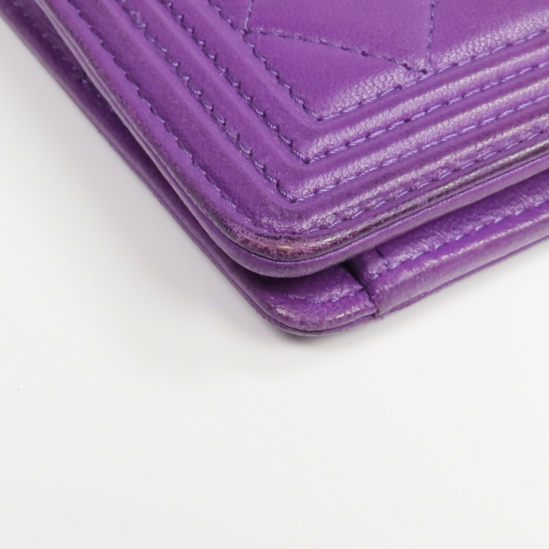 CHANEL 羊皮皮革Boy Chanel Wallet長錢包-15