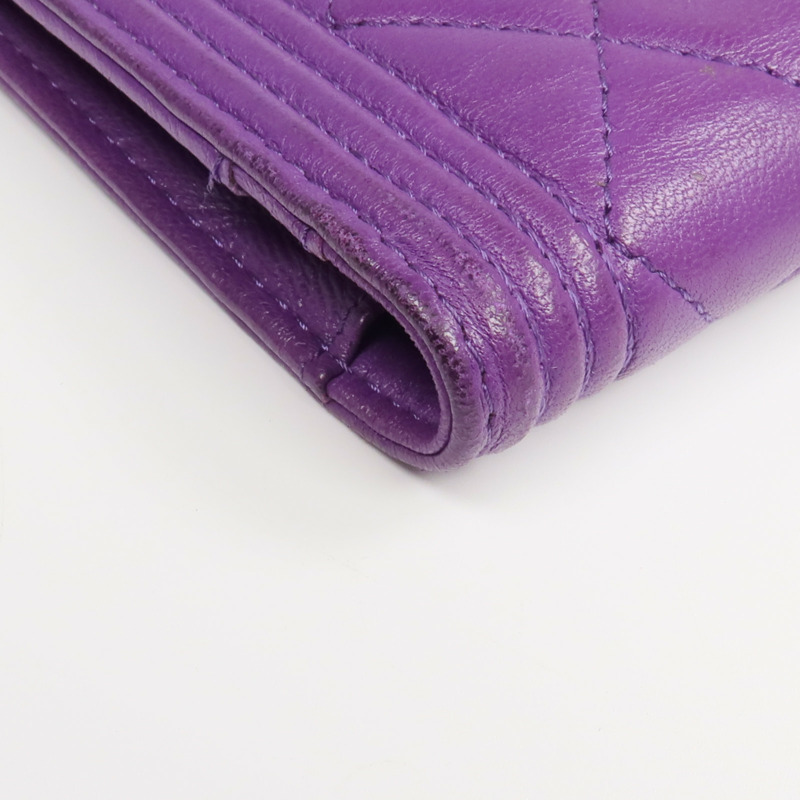 CHANEL 羊皮皮革Boy Chanel Wallet長錢包-16