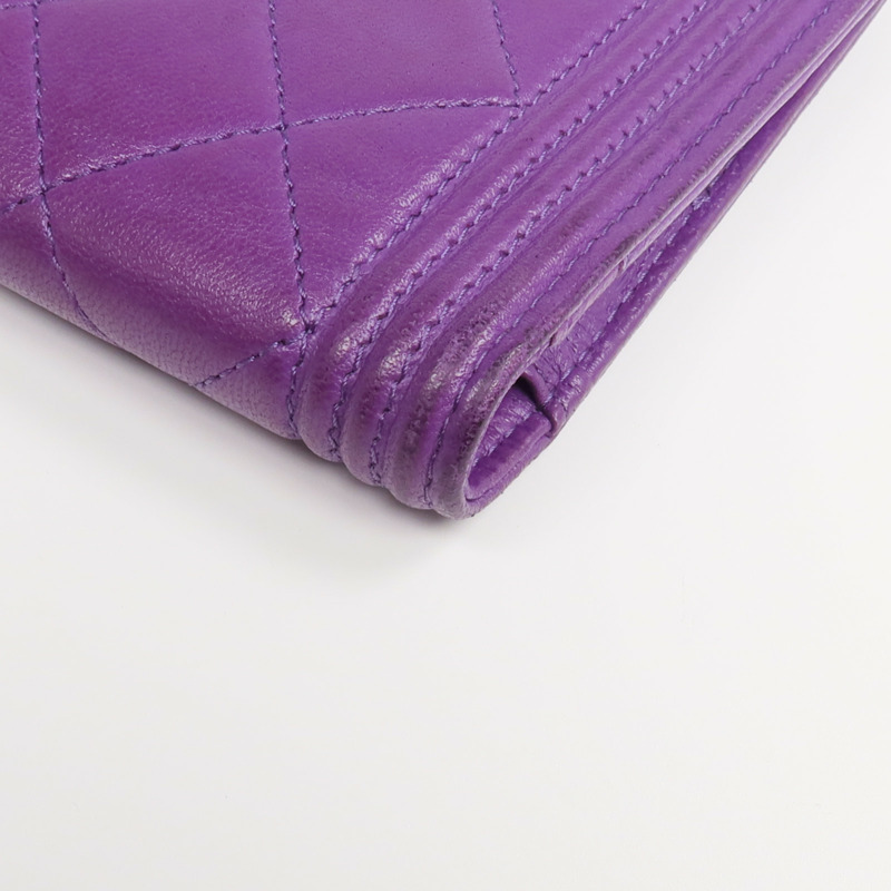 CHANEL 羊皮皮革Boy Chanel Wallet長錢包-17