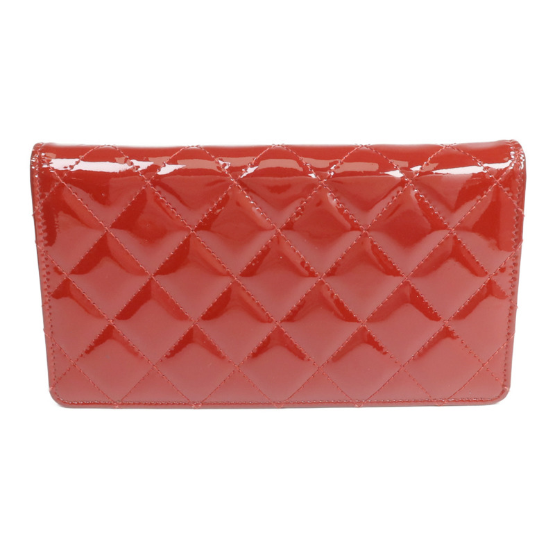 CHANEL 漆皮皮革Long Wallet銀扣長錢包-1
