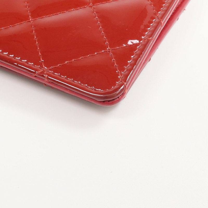 CHANEL 漆皮皮革Long Wallet銀扣長錢包-6