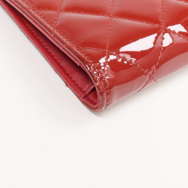 CHANEL 漆皮皮革Long Wallet銀扣長錢包-8