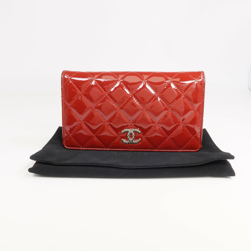 CHANEL 漆皮皮革Long Wallet銀扣長錢包-19