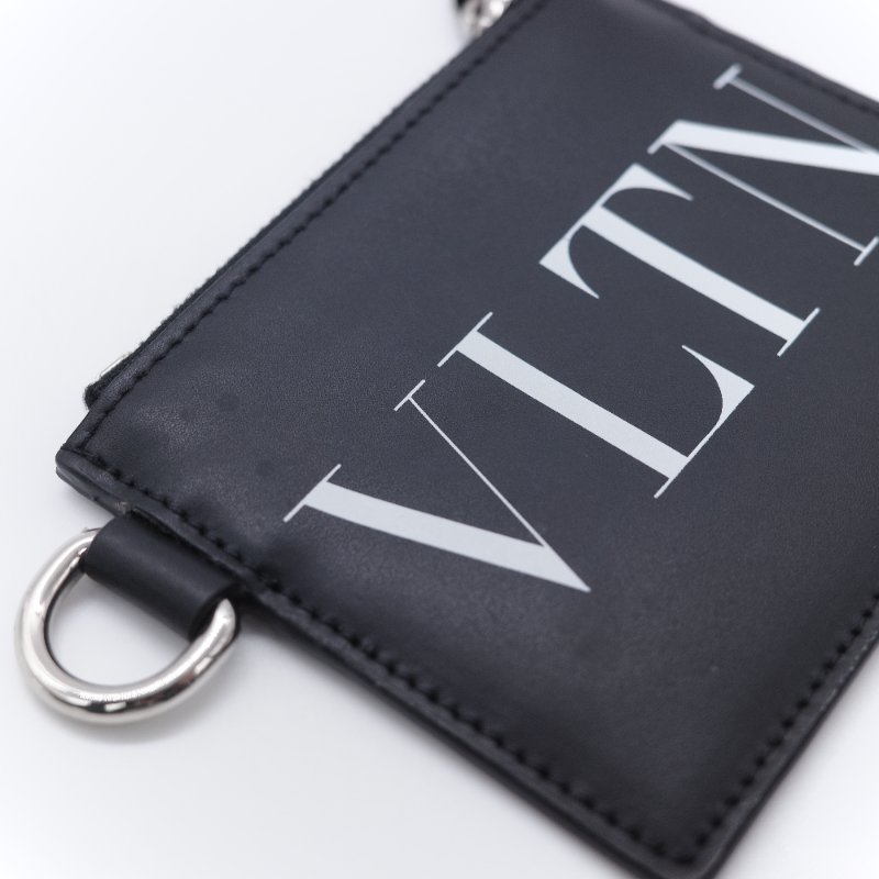 Valentino 華倫天奴 VLTN 黑色 牛皮 拉鍊卡片 零錢包-3