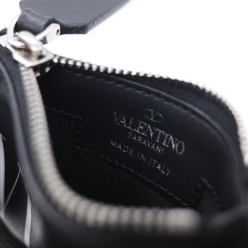 Valentino 華倫天奴 VLTN 黑色 牛皮 拉鍊卡片 零錢包-9