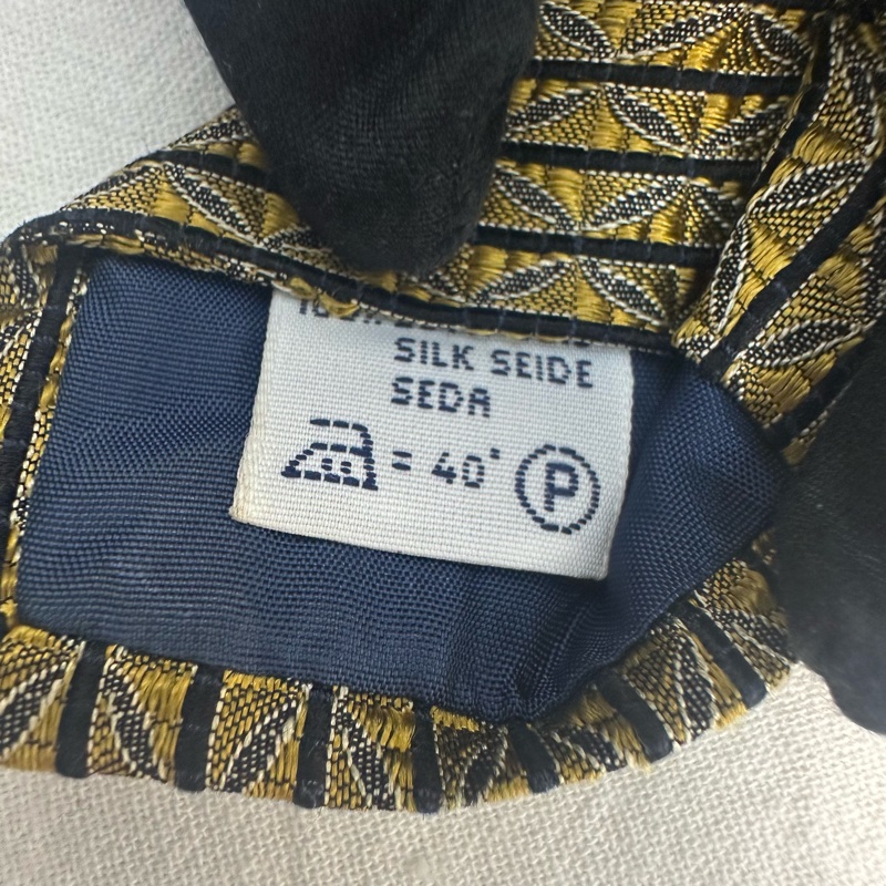 GIVENCHY 紀梵希 黑金菱格織紋領帶 領結 絲綢（中古）-6