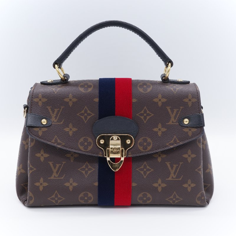 Louis Vuitton 路易威登 Georges BB 紅藍條紋 老花 帆布 手提 斜背兩用包-1