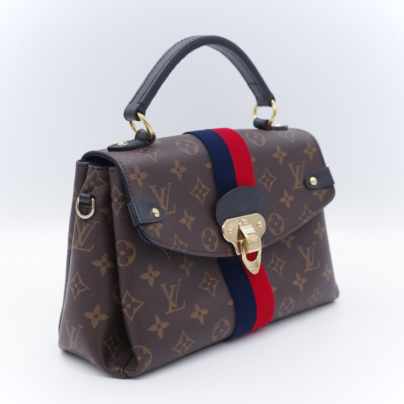 Louis Vuitton 路易威登 Georges BB 紅藍條紋 老花 帆布 手提 斜背兩用包-2