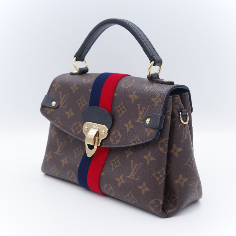Louis Vuitton 路易威登 Georges BB 紅藍條紋 老花 帆布 手提 斜背兩用包-3