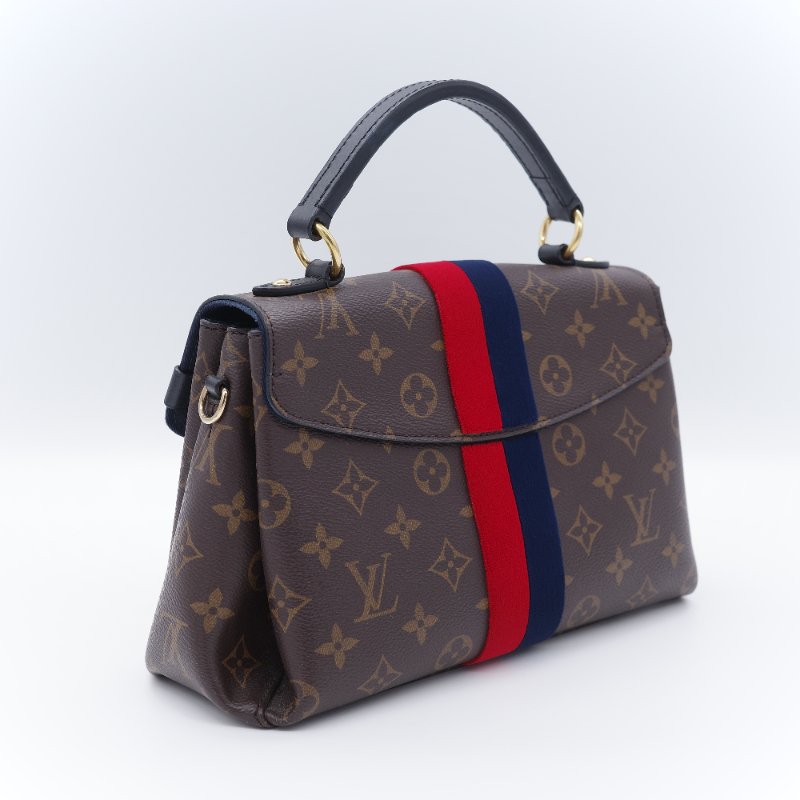 Louis Vuitton 路易威登 Georges BB 紅藍條紋 老花 帆布 手提 斜背兩用包-4