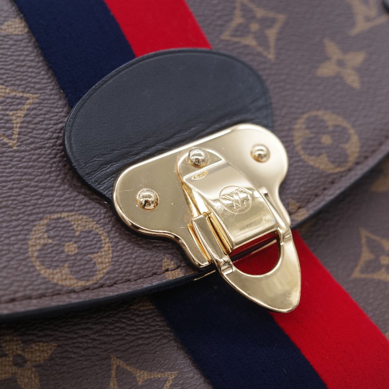 Louis Vuitton 路易威登 Georges BB 紅藍條紋 老花 帆布 手提 斜背兩用包-10