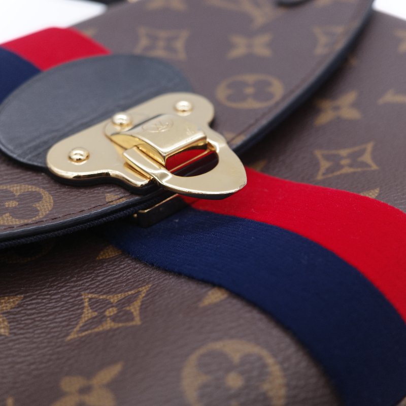 Louis Vuitton 路易威登 Georges BB 紅藍條紋 老花 帆布 手提 斜背兩用包-14