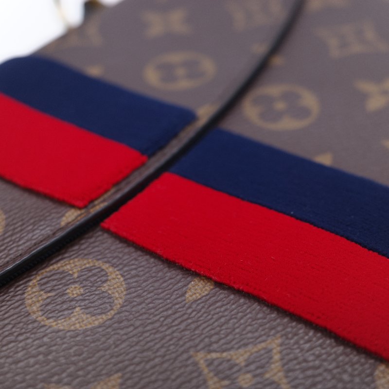 Louis Vuitton 路易威登 Georges BB 紅藍條紋 老花 帆布 手提 斜背兩用包-15