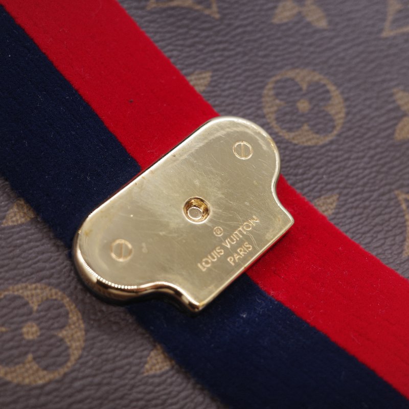 Louis Vuitton 路易威登 Georges BB 紅藍條紋 老花 帆布 手提 斜背兩用包-16