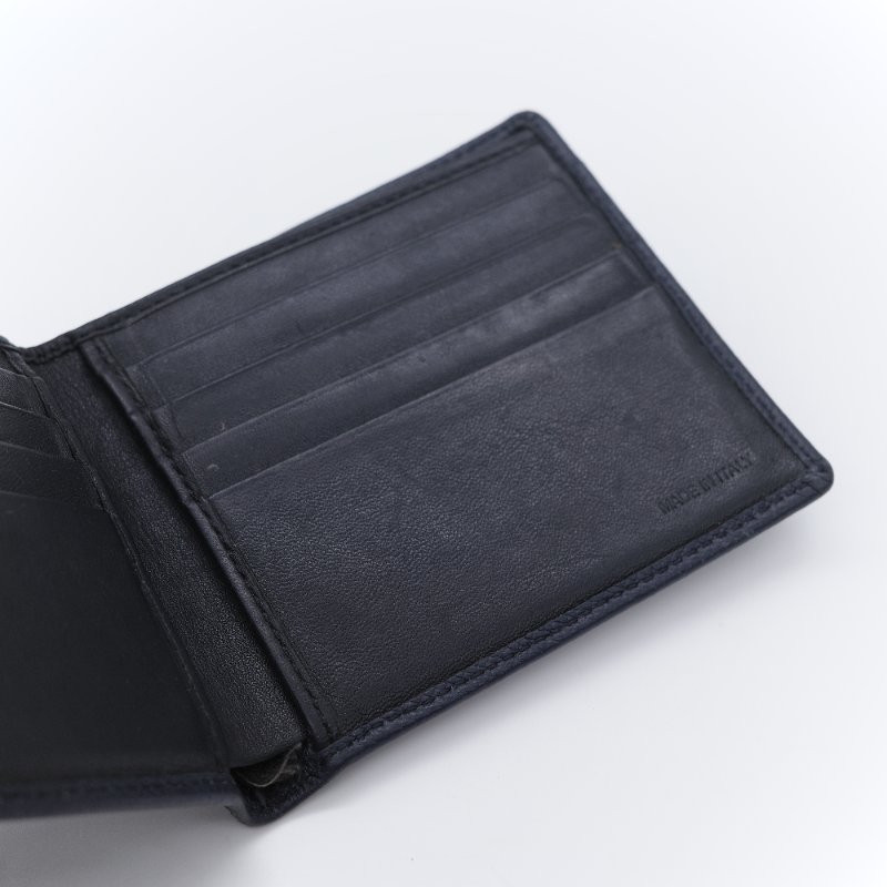 Burberry 巴寶莉 Logo 海軍藍 顆粒紋牛皮 壓花對摺短夾-8