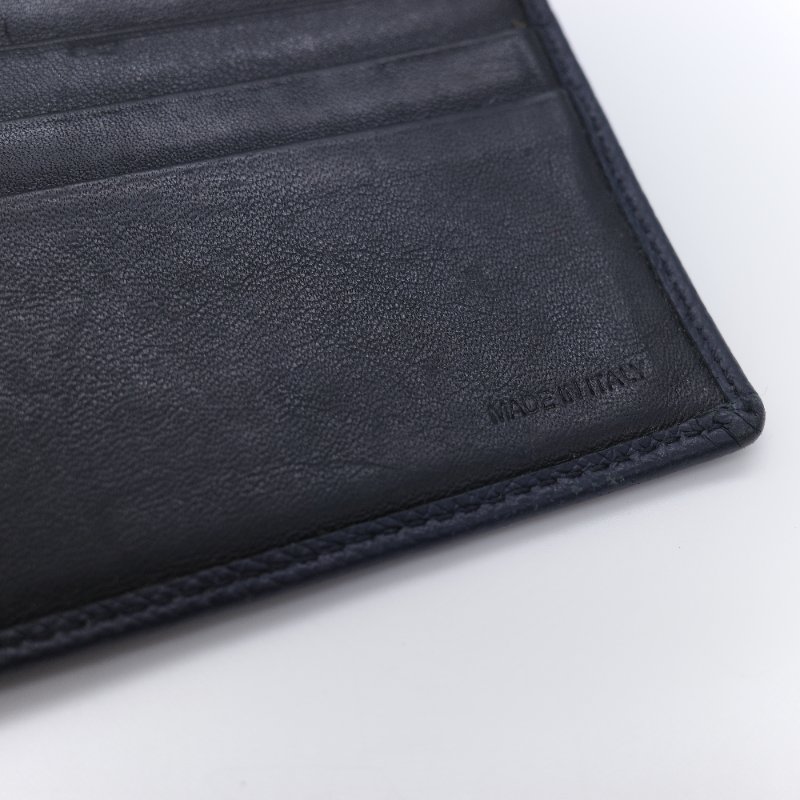 Burberry 巴寶莉 Logo 海軍藍 顆粒紋牛皮 壓花對摺短夾-10