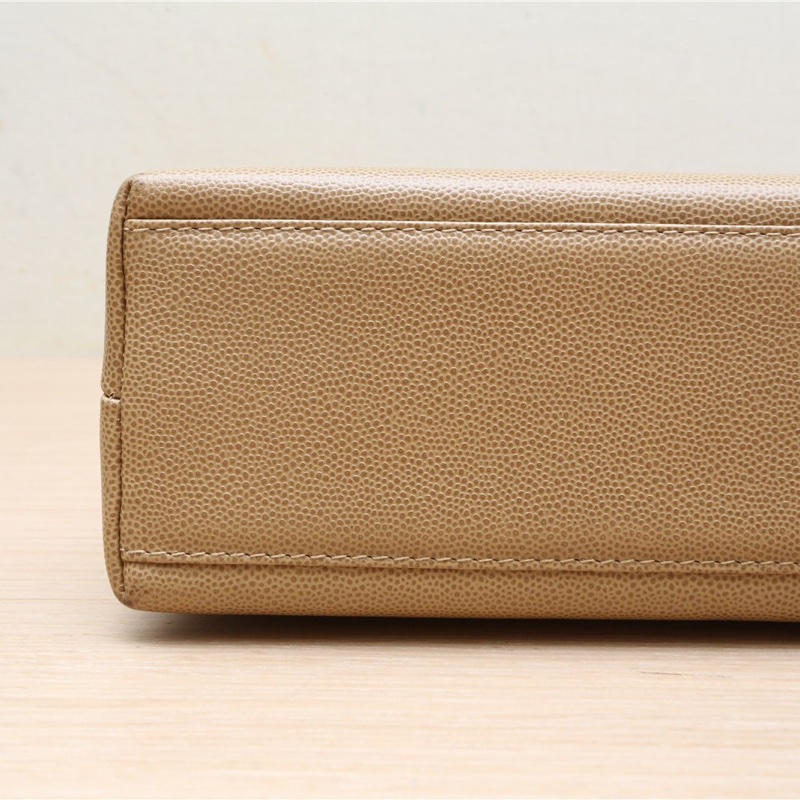 CHANEL 中古米金牛半月kelly手提包黃色5開肩背包-4