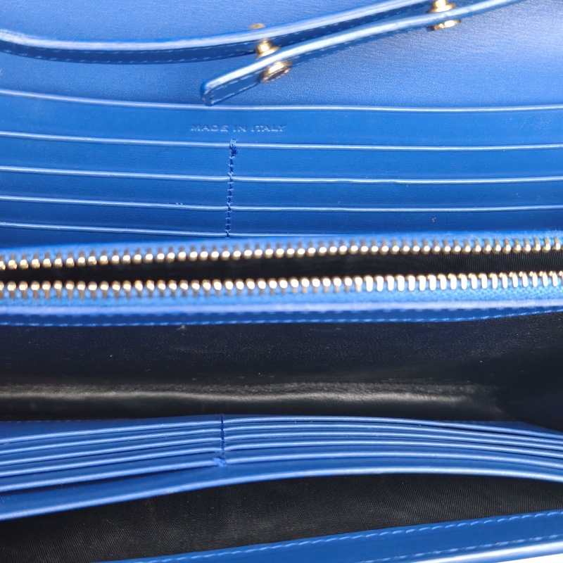 SAINT LAURENT 藍色牛皮金扣斜挎包woc鏈條包肩背包-4