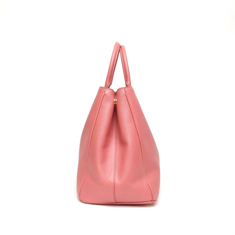 PRADA Galleria殺手包36cm粉色牛皮金扣肩背包-1