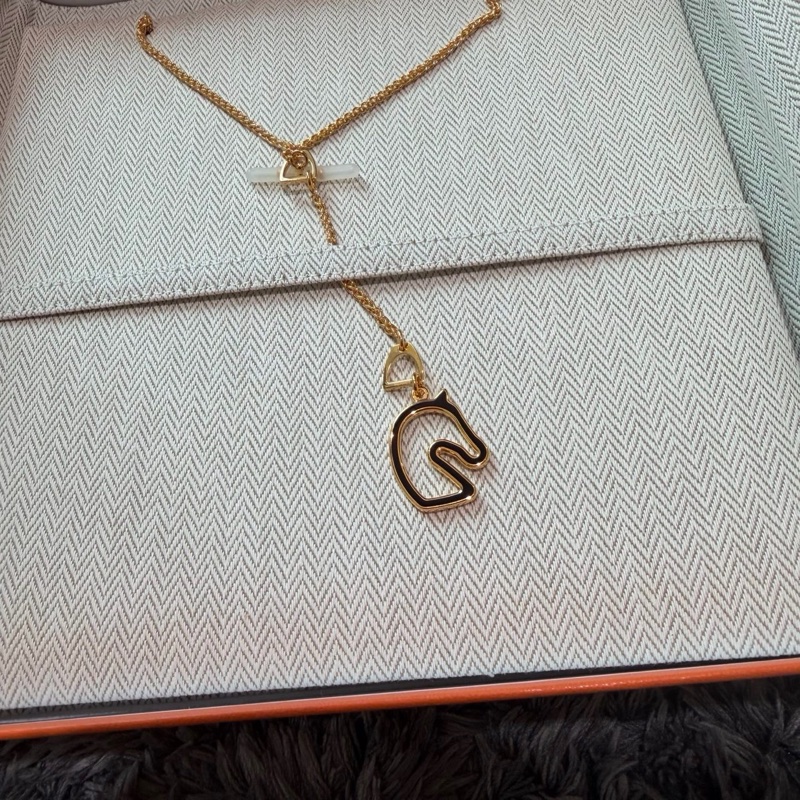 Hermes Tonnerre 項鏈 黑色玫瑰金 PM-2